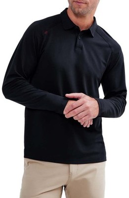 Rhone Delta Piqué Long Sleeve Golf Polo in Black Size Medium