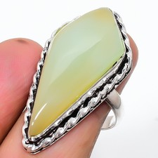 Chalcedony Gemstone Handmade 925 Sterling Silver Jewelry Ring Size 8.5 j220