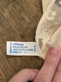 Vintage JCPenney Fantasia Lace Teddy Bodysuit 34 Ivory Union Made USA