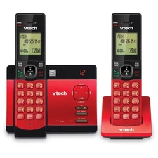VTech CS5129-26, 2 Handset Cordless Phone with Digital Answering System - Red