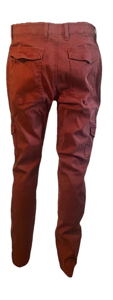 Cabi Rust Red Ribbed Utility Cargo Pants Tapered Leg Womens 12 Hike Workwear - Image 2 of 4