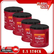 4 Pack Folgers Classic Roast Ground Coffee, Medium Roast, 25.9 oz Canister