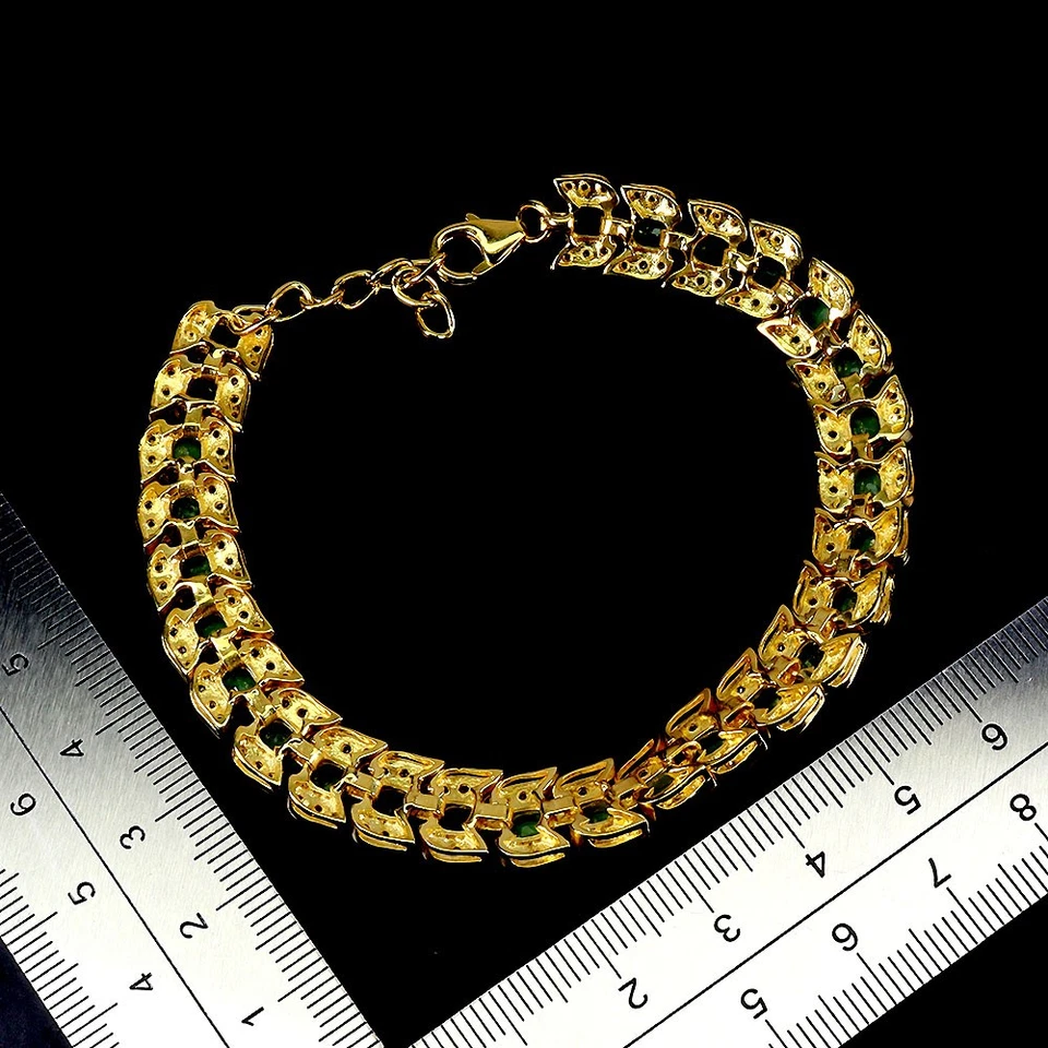 925 Sterlingsilber Armband Oval Smaragd Saphir Edelstein No USA Einfuhr Gebühren - Bild 3 von 4