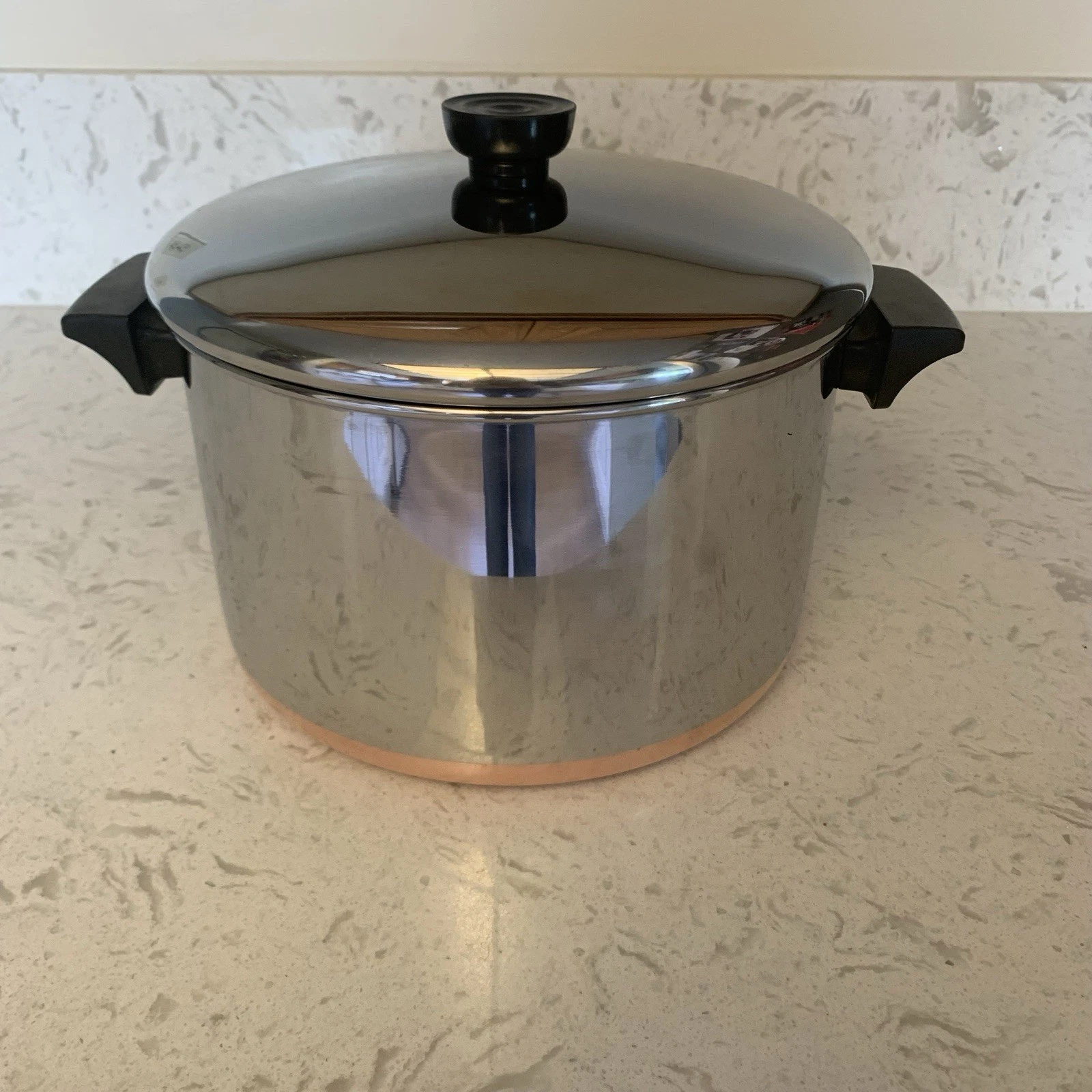 Vintage Revere Ware 1801 Copper Bottom 6 QT Quart Stock Pot 83 w/lid Clinton, IL