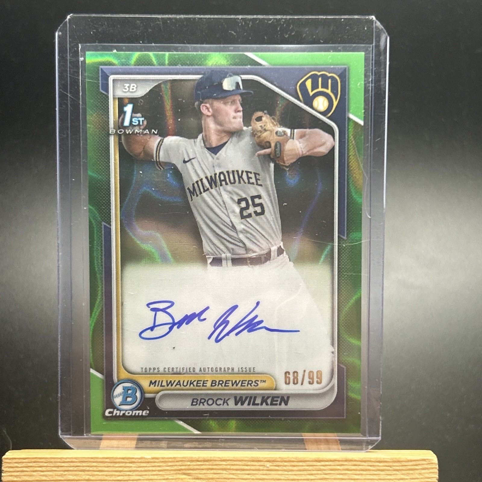2024 Bowman Chrome 1st Bowman Green Lava Autograph Brock WIlken Auto 68/99