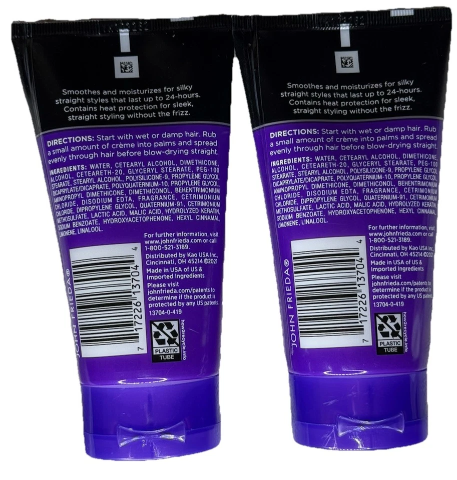 2 件 JOHN FRIEDA Frizz 缓解直定型面霜,5 盎司 ea, — 第 2/4 张图片