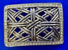 See-Trough Celtic Cross Knot Pattern Clear Rhinestone Border Belt Buckle