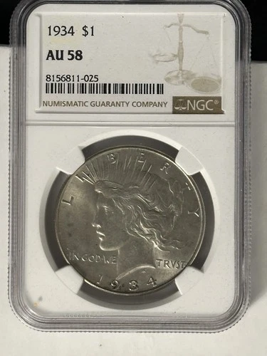 1934 Peace Silver Dollar - NGC AU58
