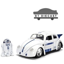 JADA STAR WARS 1959 VOLKSWAGEN DRAG BEETLE 1/24 with R2-D2 FIGURE WHITE 36912