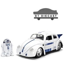 JADA STAR WARS 1959 VOLKSWAGEN DRAG BEETLE 1/24 with R2-D2 FIGURE WHITE 36912