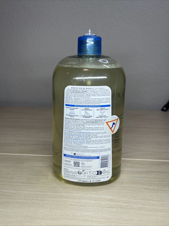 Bioderma Atoderm 淋浴油 适合干性及刺激性皮肤 ,33.8 盎司,1 升 — 第 2/4 张图片