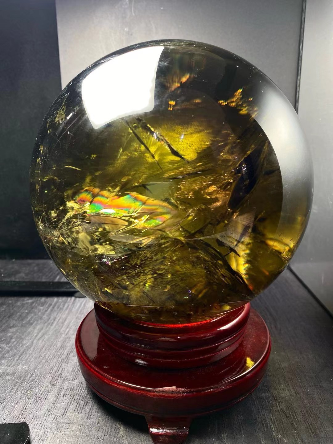 185mm TOP Natural Rainbow Citrine Quartz Ball Crystal Energy Sphere Healing 19LB