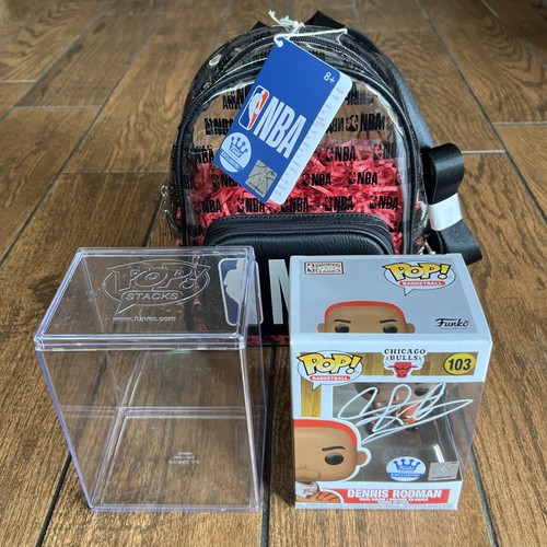 Dennis Rodman Signed Funko Pop Exclusive Red Hair NBA Bundle Beckett Witnessed - Picture 2 of 10