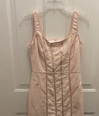 Y2K Cache Lace Sheath Bodycon Dress Pink Corset Womens 4 Coquette Sleeveless