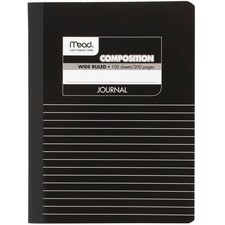 Mead Composition Notebook, Wide Ruled Paper, 9-3/4" x Pack of 1, Black
