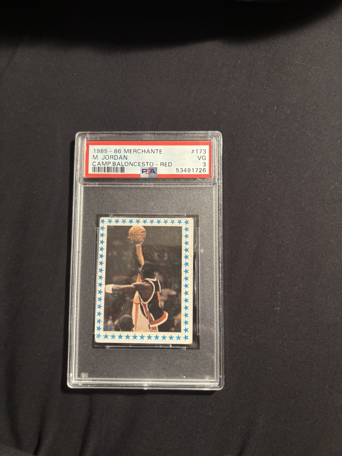 1985-86 MERCHANTE CAMPEONATO BALONCESTO LIGA RED BACK #173 MICHAEL JORDAN PSA 3