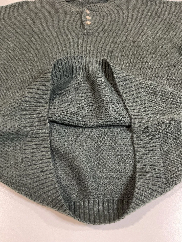Vintage Cherokee Henley Sweater Sz L Dark Green Fisherman Made In USA Dad 90s - Image 4 of 4