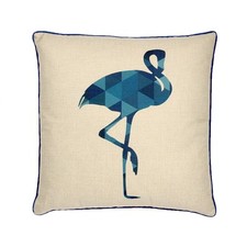 Navy Blue Flamingo With Polyester Insert Pillow
