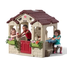 Kids Playhouse Outdoor Child Toddler Plastic Cottage Play House Toy W/ Fireplace