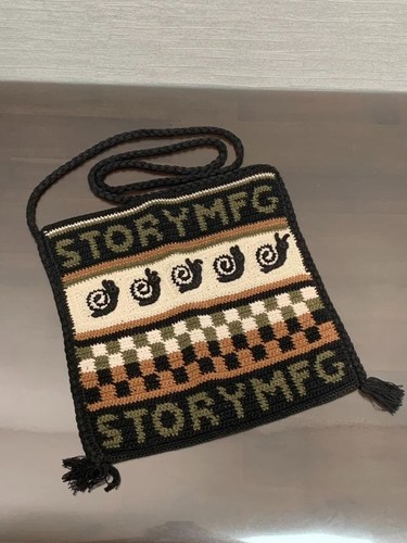 Story mfg. 23SS Stash Bag Crochet Shoulder Bag Snail Black Organic Cotton Croche