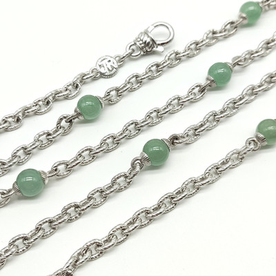 QVC Judith Ripka Sterlingsilber 925 Jade Bahnhofskette Halskette 36 Zoll