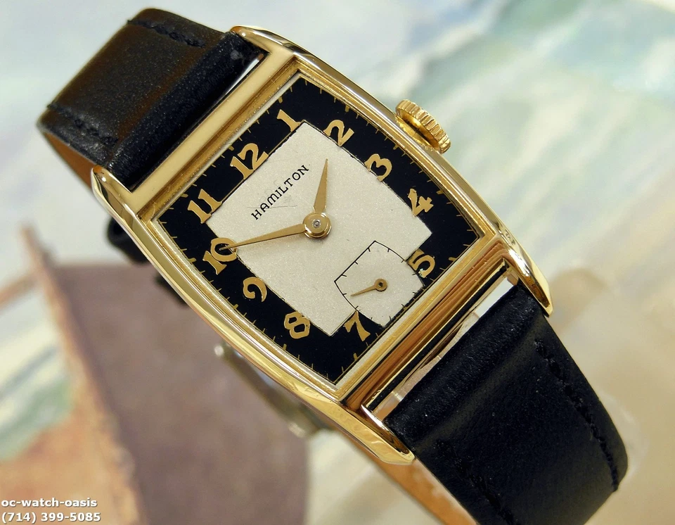 Hamilton Austin 1951 vintage, impresionante esfera plateada negra, reparado y garantía Foto 3 de 4