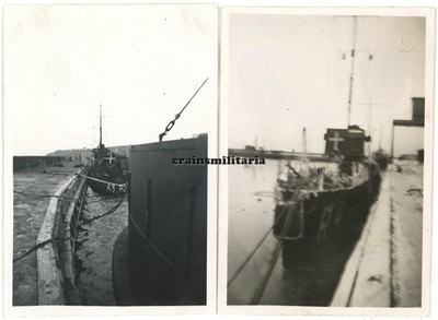 2x Genuine Photo Danish Loot Minesweeper Ship Boat ''R3'' Port HUNDESTED Denmark