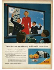 1956 Kodak Camera Film Pony 135 Model C Pan Am Airlines Vintage Print Ad
