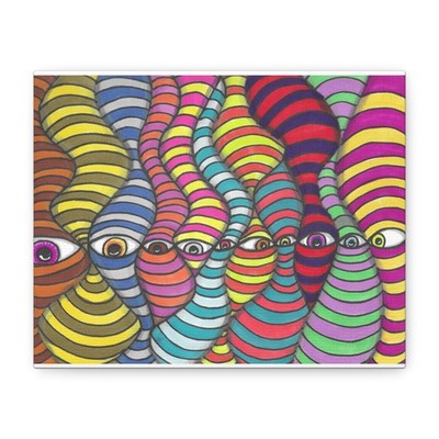 Striped Abstract Faces Matte Canvas