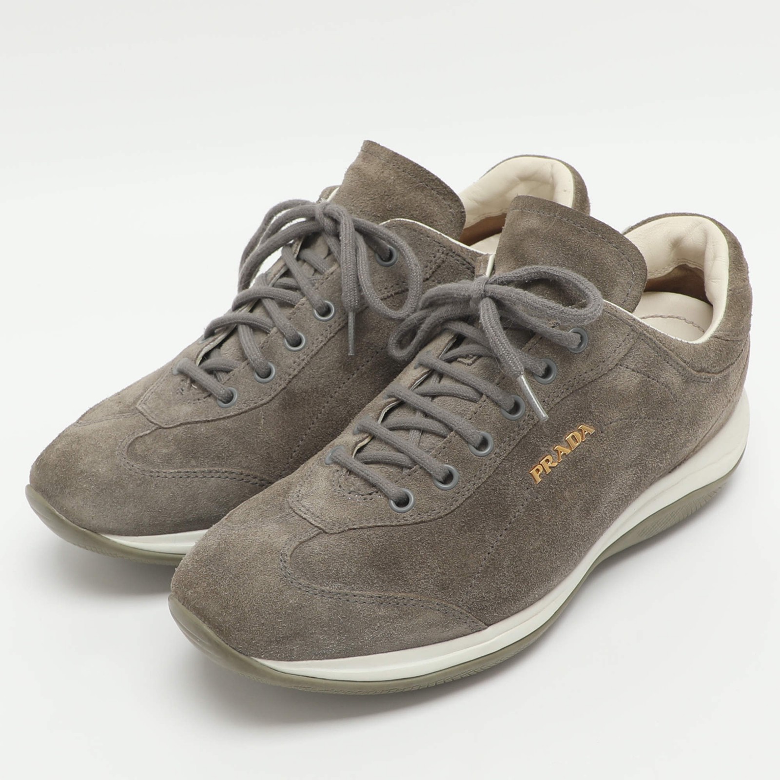 Prada Size 37 Grey Suede Low Top Sneakers thumbnail 2
