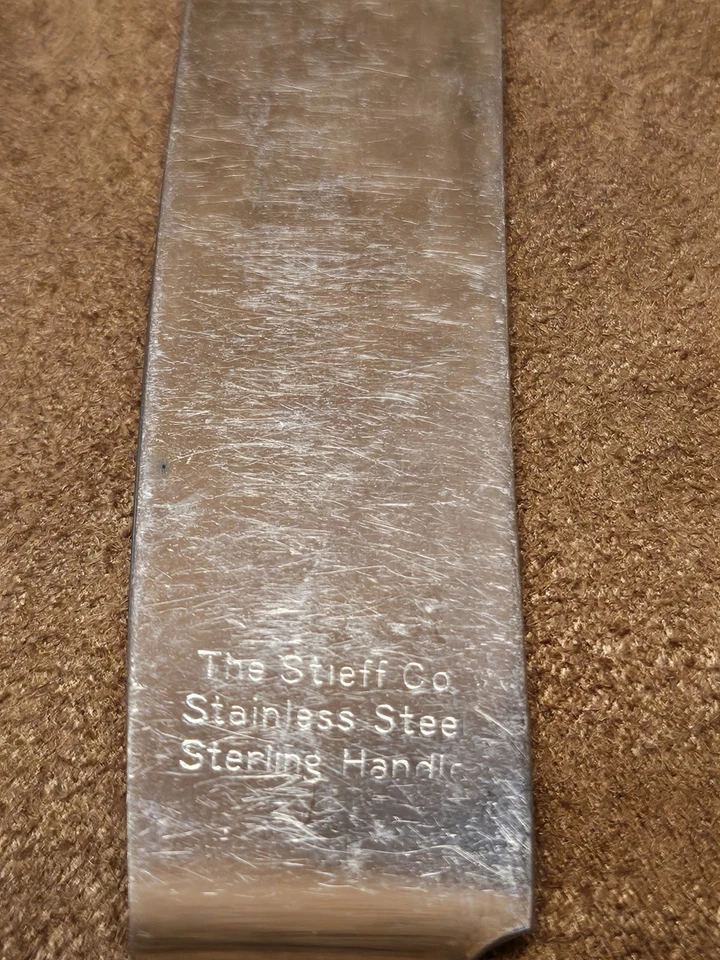 CUCHILLO ESTERLINA, 9", Stieff, PATRÓN ROSA, sin monograma Foto 4 de 4