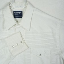 Wrangler Mens White Cowboy Cut Regular Fit Western Shirt X-Long Tails 17-34