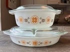 Vintage Pyrex Town And Country Divided Casserole & Round Dish Set With Lids