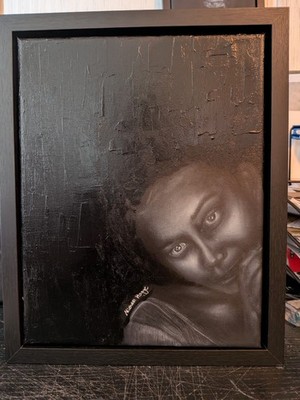 Quiet Watcher   Original White Charcoal Artwork - 11'' by 14'' by Michael Hogge