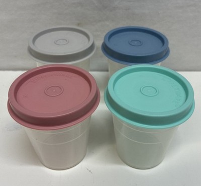 Tupperware Midgets Containers 2oz  Clear with 4 Multi Color Llids 201/101