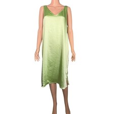 Vince Camuto Foam Green Satin V-Neck Shift Midi Dress XL 91623948 V345