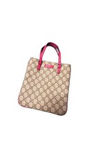 Gucci Tote Bag Womens Medium GG Canvas Leather Trim Purse Handbag Made in Italy