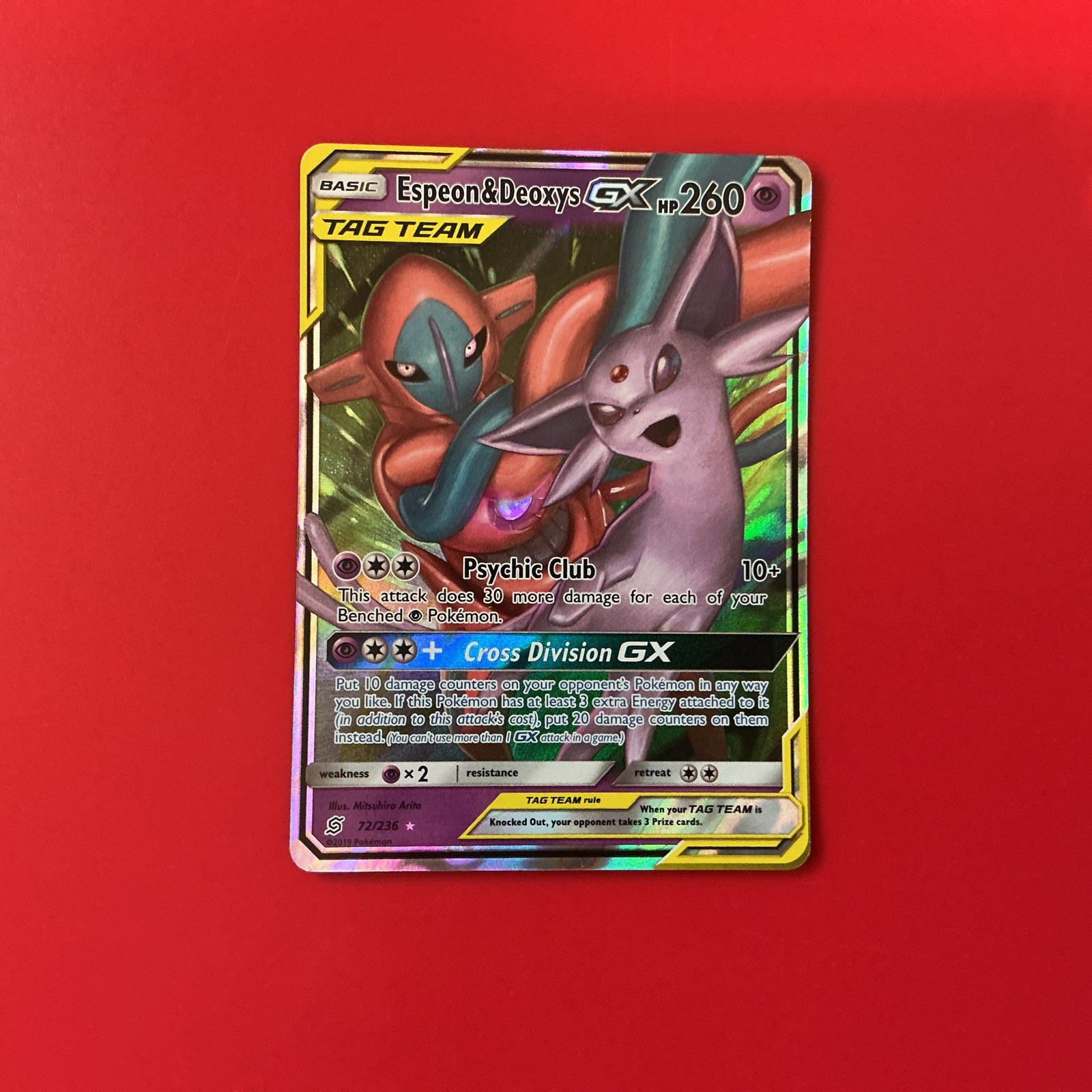 Espeon and Deoxys GX 72/236 Pokemon TCG Unified Minds Tag Team Ultra Rare - NM