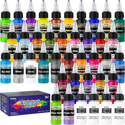 36 Farben Airbrush-Farben-Set auf Wasserbasis mit Verdünnern für Künstler und Heimwerker