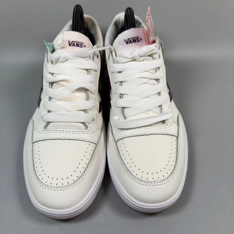 Vans Lowland CC ComfyCush Women 9 Skate Sneaker Off White Burgundy Two Tone Shoe - Image 3 of 4