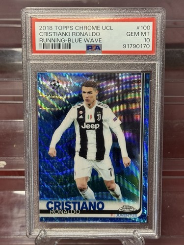 Cristiano Ronaldo [Running Blue Refractor] #100 2018 Topps Chrome UEFA Champions League card