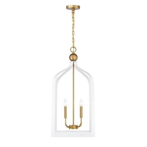 Savoy House 7-7802-4 Sheffield 4 Light 15"W Taper Candle Pendant - White / Warm - Picture 8 of 11