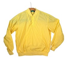 Vintage Abercrombie Fitch 80s Mens L Yellow Nylon Windbreaker Pullover Jacket