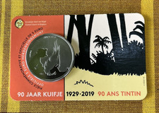 TINTIN / KUIFJE / Hergé  PIECE BELGE 5€ 90 ans de TINTIN  relief simple  NEUF