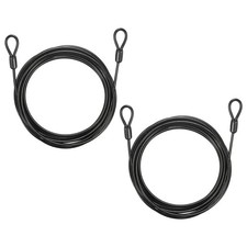 2pcs 1/8" Dia 11.5ft Security Cable Lock Vinyl Coated Steel with Loops Black