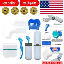 Travel-Friendly Denture Cleaning Kit - 2 Bath Cups & Toothbrush Boxes Included