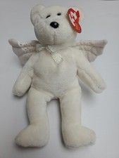 TY Beanie Baby HERALD The Angel Bear Silver And White 2002 Mint with Tags (K)