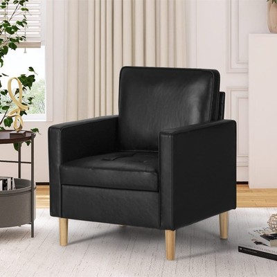 AILEEKISS Upholstered Modern Single Sofa Chair Mid-Century 1 Pcs, Black 2