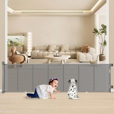 34  Tall x 120  Wide Retractable Baby  Pet Safety Gate   Mesh Dog Gate Black