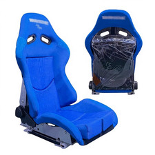 Pair Of Large Bride Stradia I Style Recliner Racing Seats Blue Cloth Gradient